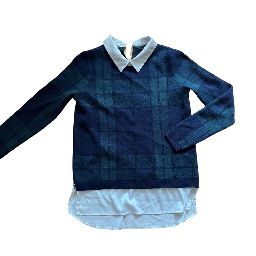 TAHARI Tartan Layered Sweater